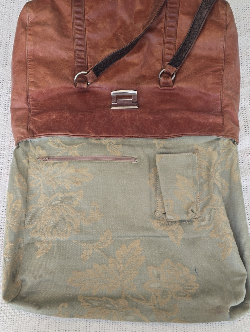 Viva Bags Of California Classic Brown Leather Tote Made In USA - Picture 10 of 13